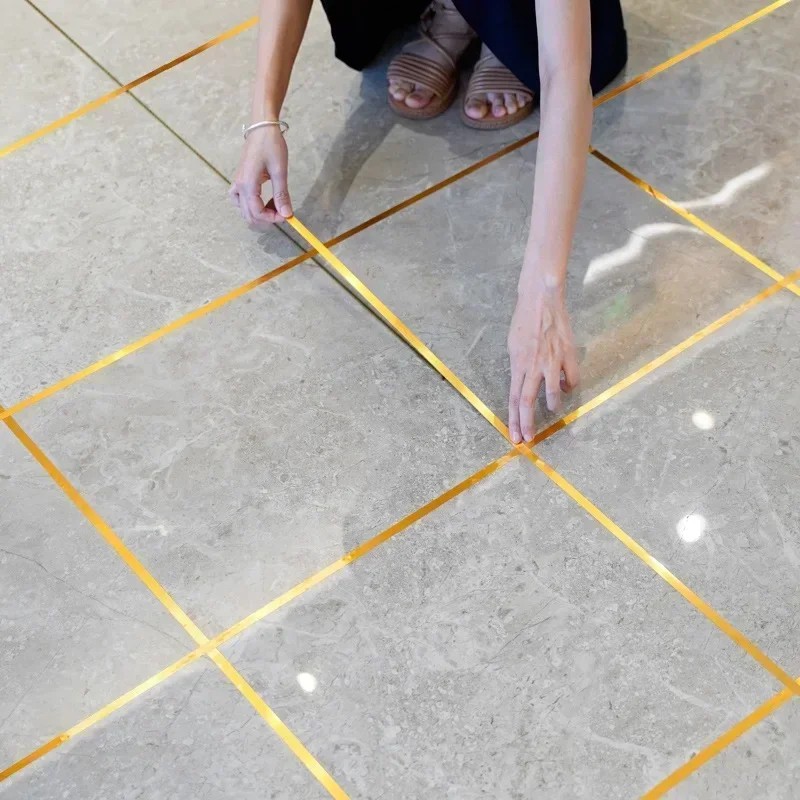 164 Feet (Golden color) Self-Adhesive Waterproof Tile Gap Tape for Floor and Wall Sealing